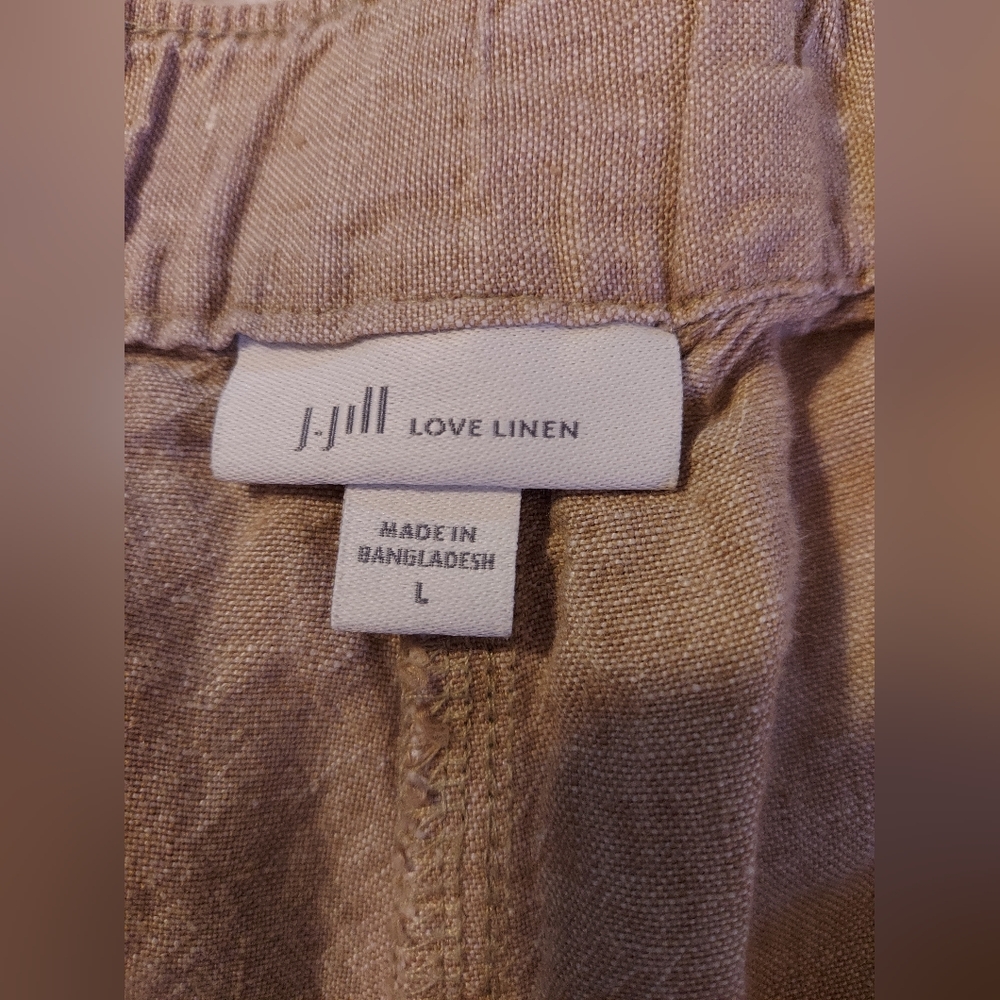 J. Jill Love Linen Women's Tan Wide Leg Flowy Cropped Pants - Picture 3 of 9